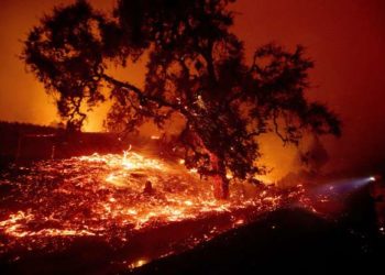 Cientos de personas huyeron de California el jueves,  cuando un incendio forestal explotó